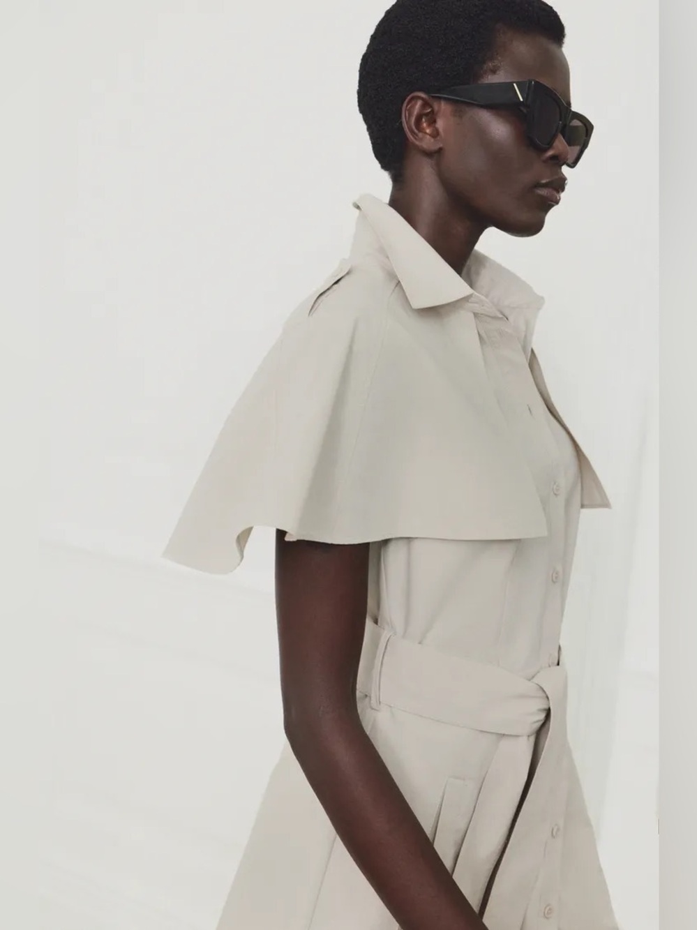 ZARA ZW COLLECTION CAPE SHIRT DRESS - Picture 6 of 16